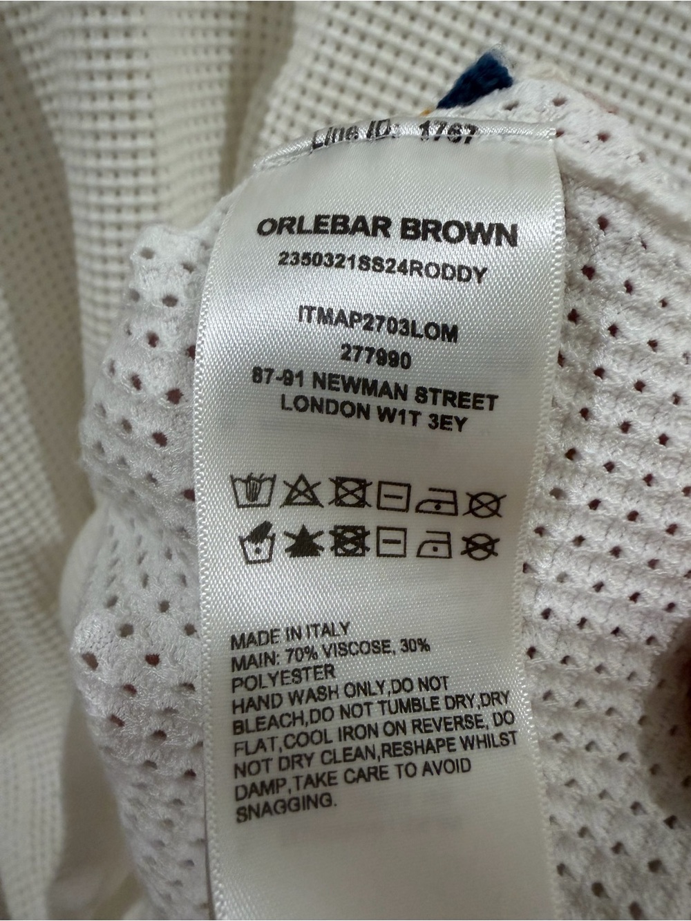 NWOT Orlebar Brown Roddy Tailored Fit Stitch Polo Shirt In White Size Size XL - Picture 8 of 8